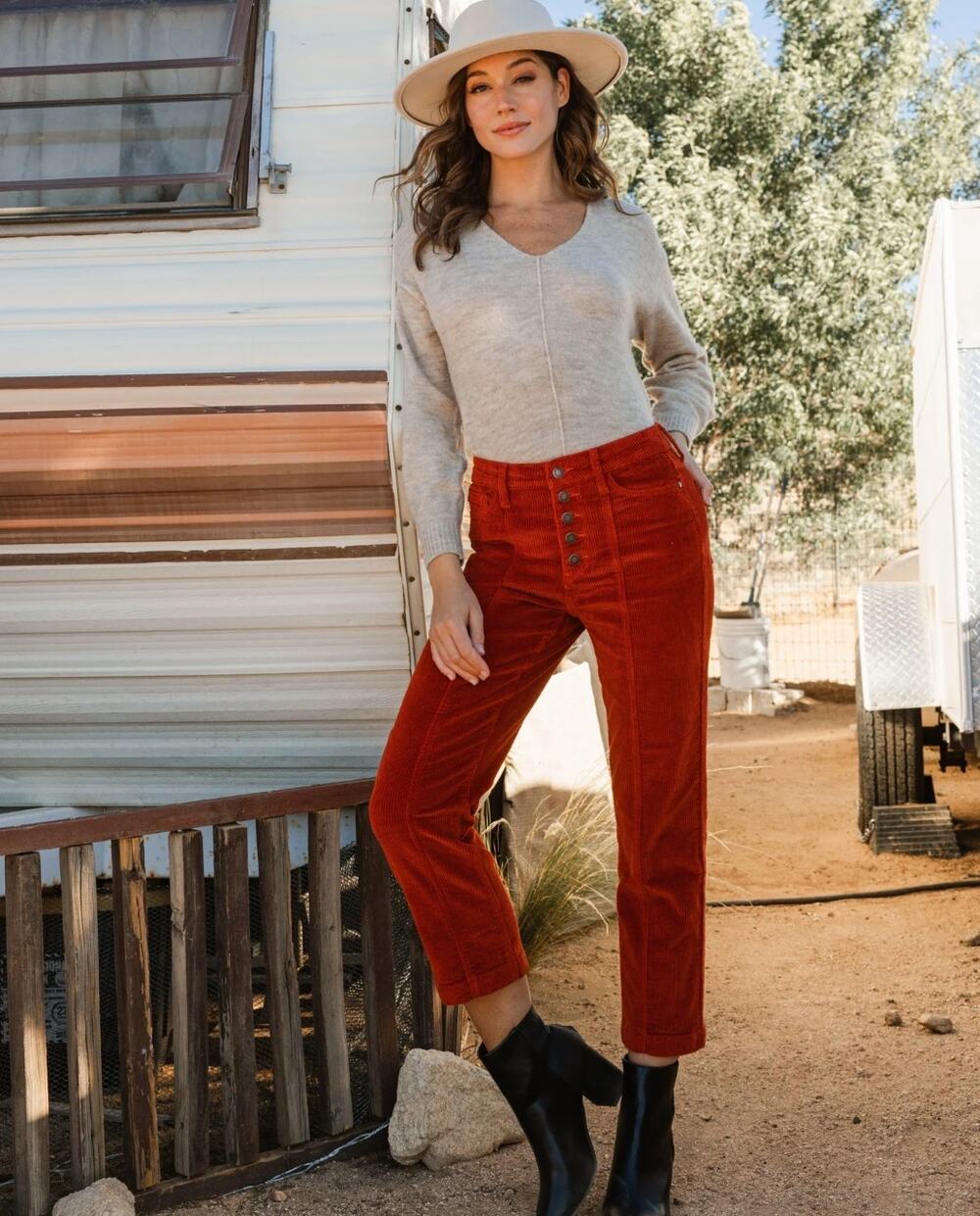 JUDY BLUE Ankle Straight Corduroy Pants Rust Red Sz 18W NWT {3N53}